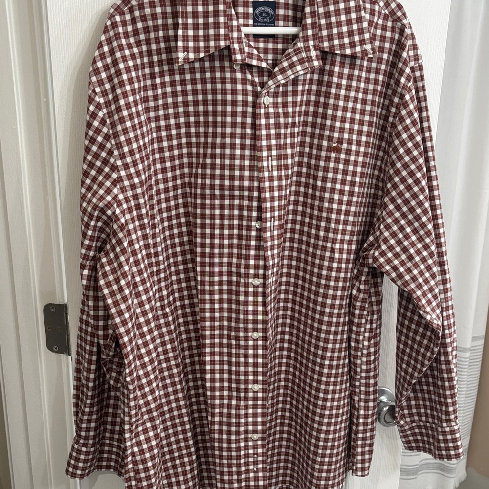 Brooks Brothers Burgundy Checkered Button Down Shirt